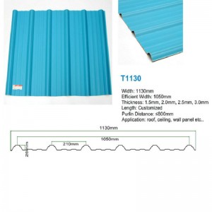 T1130 Blue ASA PVC UPVC Roof Tile Trapezoid Corrugated Plastic Roof Sheet